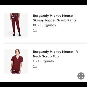 Disney edition, Figs burgundy Skinny Scrub Pants